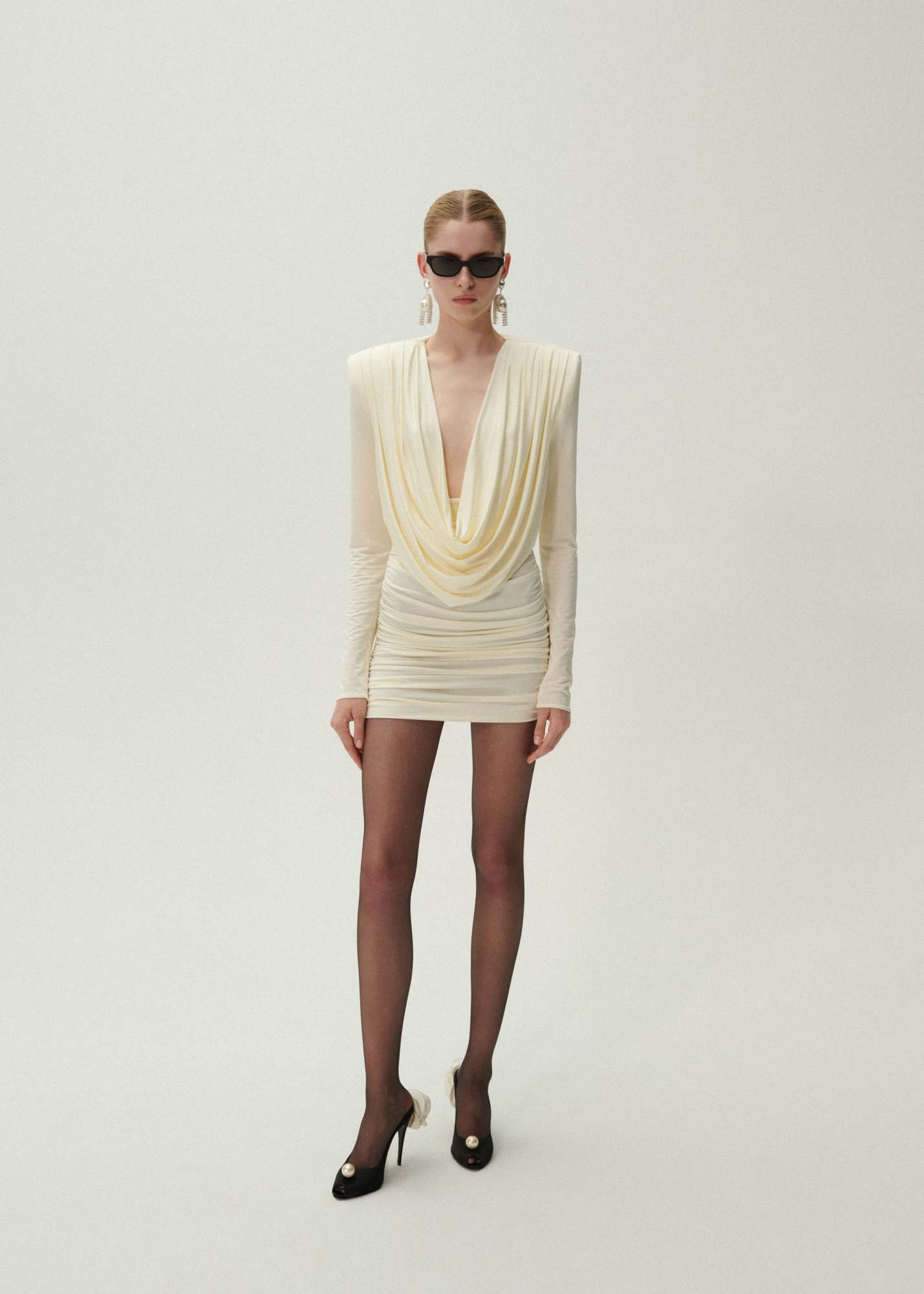 Magda Butrym Draped Ruched Minidress In White