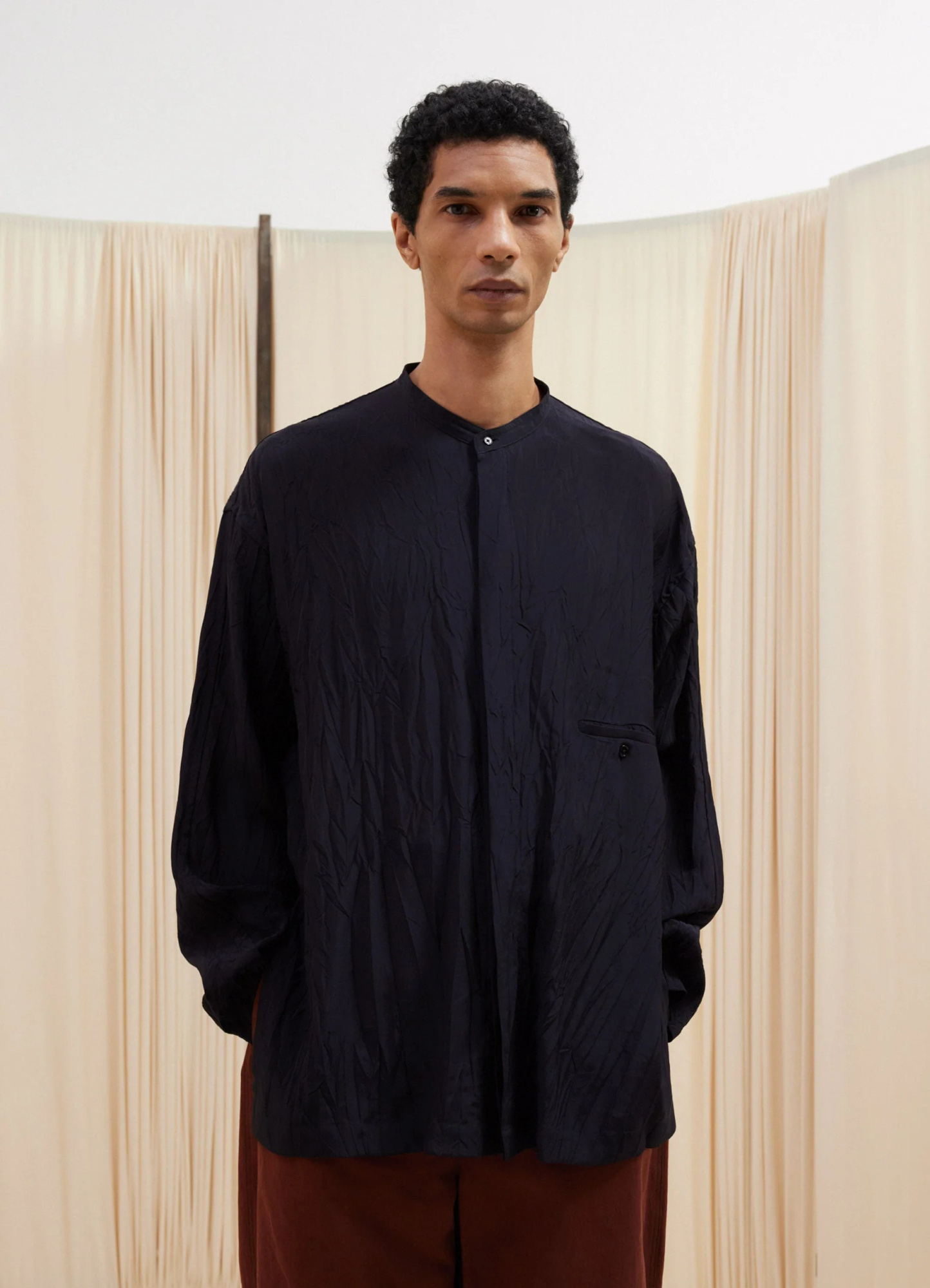Lemaire Sheer Creased Shirt In Black