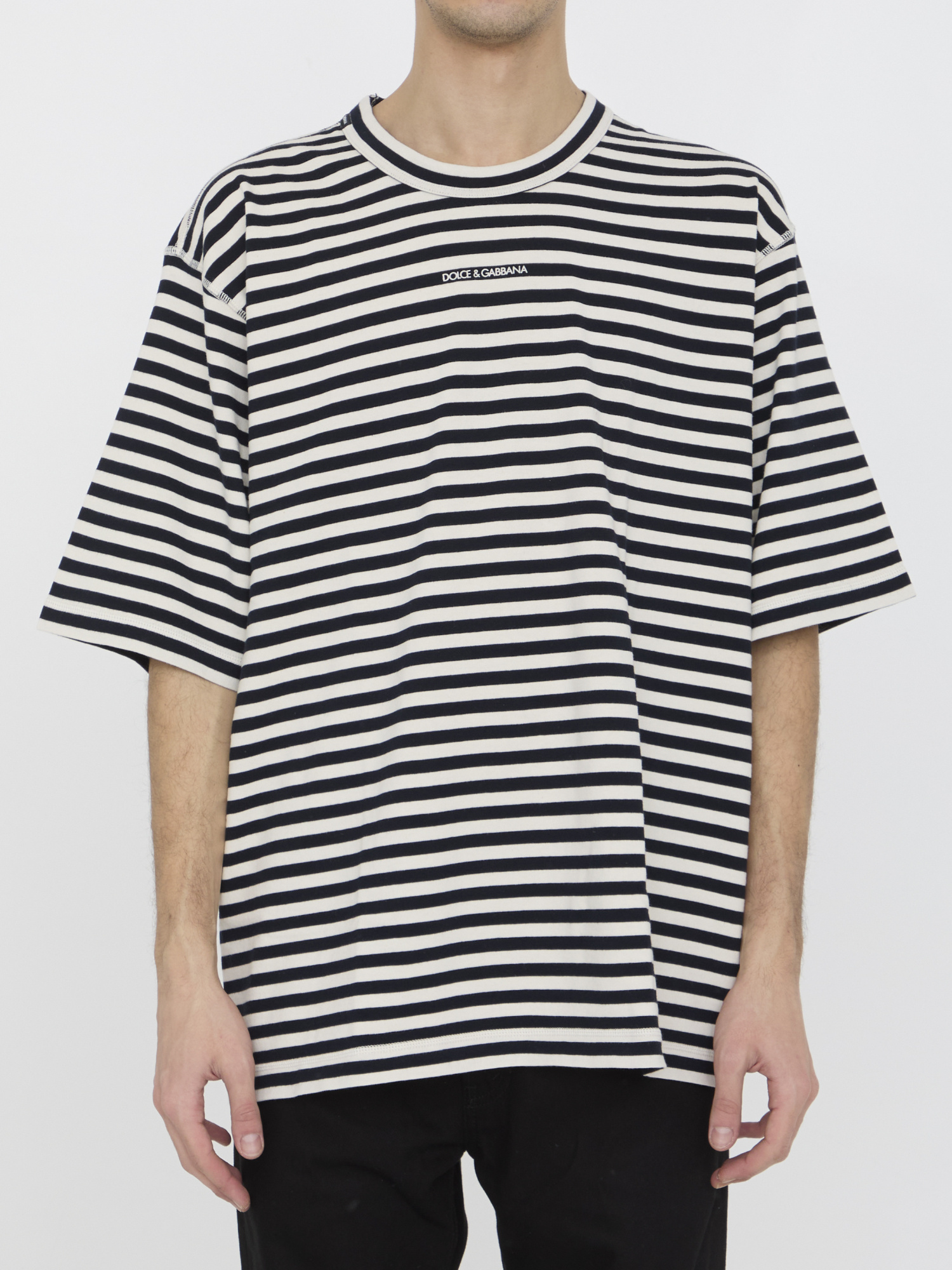 Dolce & Gabbana Striped Short-sleeved T-shirt In Black