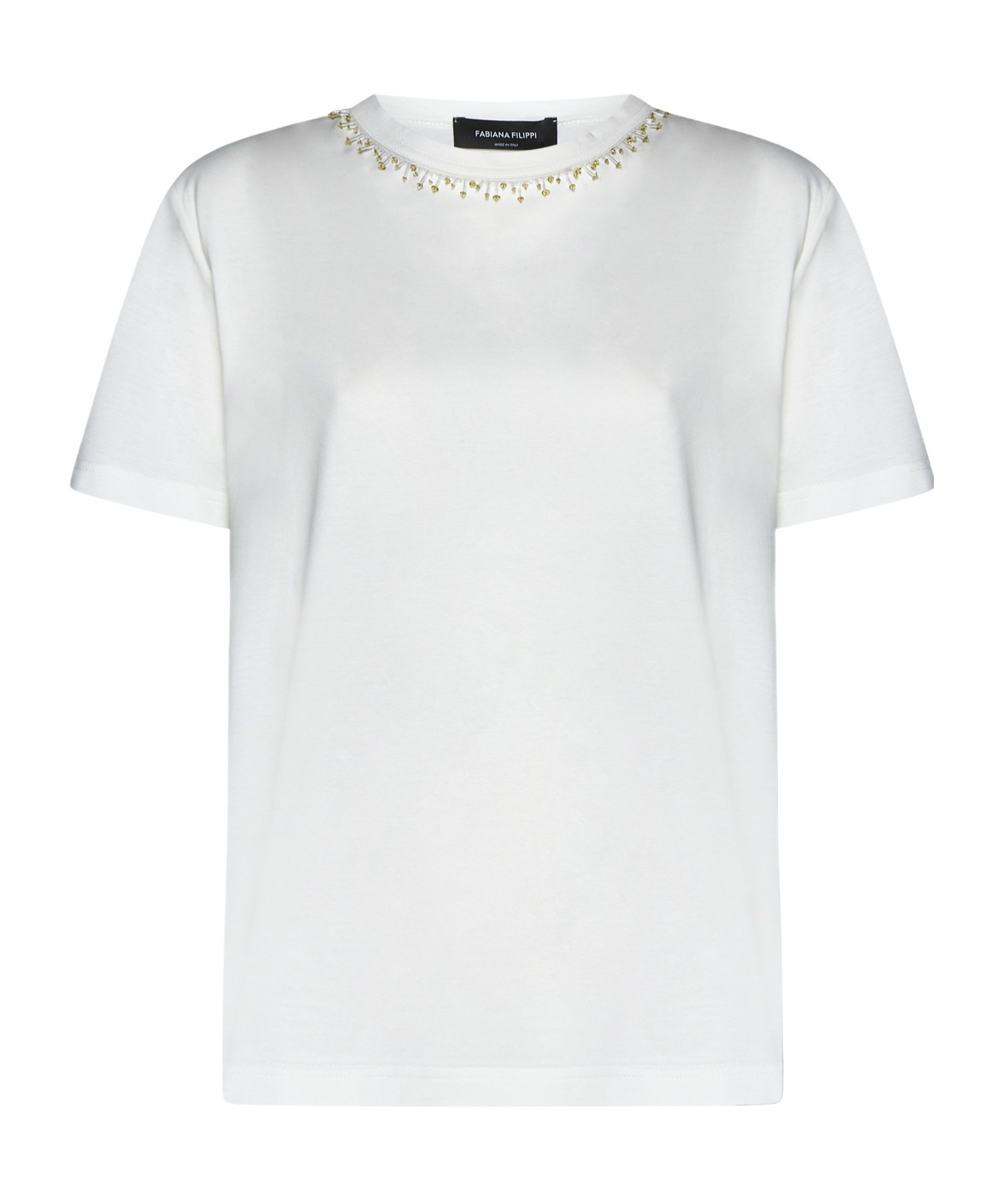 Fabiana Filippi Rhinestone Cotton T-shirt In White