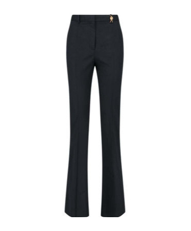 Versace Icons Embellished Wool-blend Flared Pants In Black