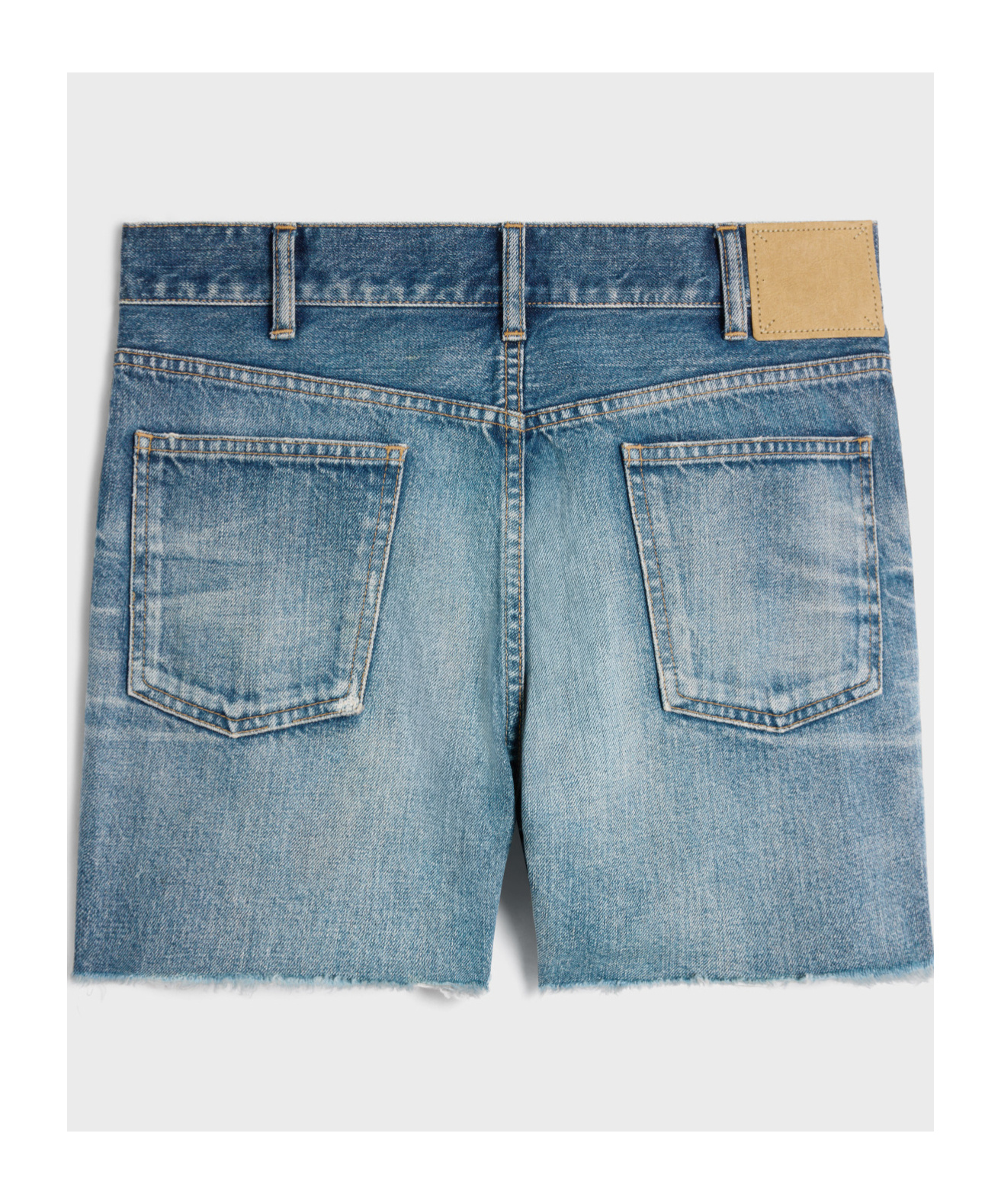 Celine Washed Denim Shorts In Gray