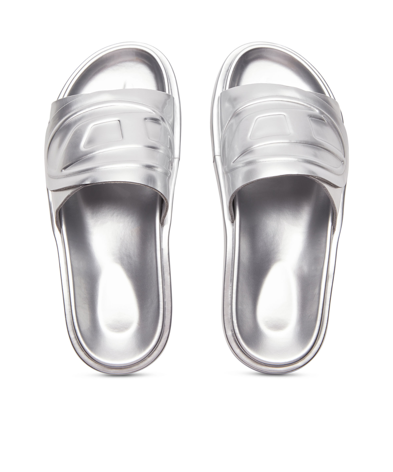 Diesel Oval D Slide Sandal In Gray