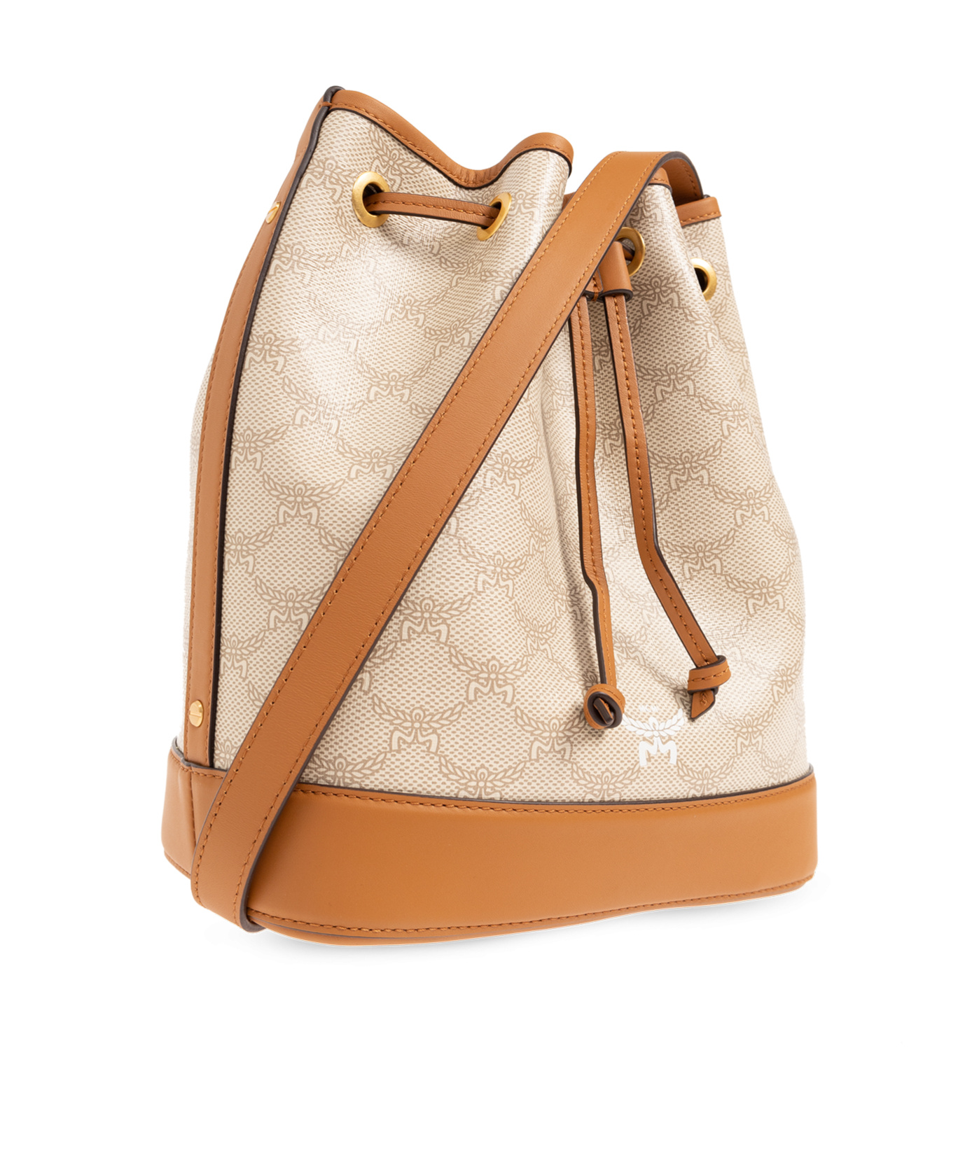 Mcm Logo Shoulder Bag In Nude