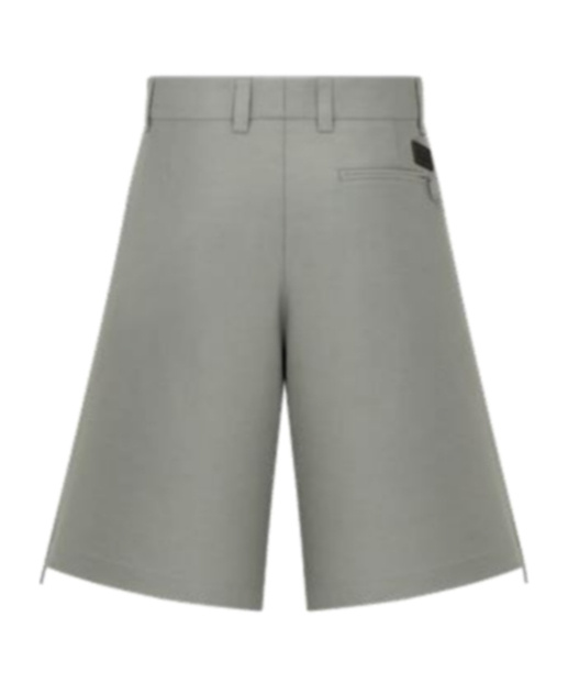 Dior Men Cotton Blend Bermuda Shorts With Lateral Zip In Gray