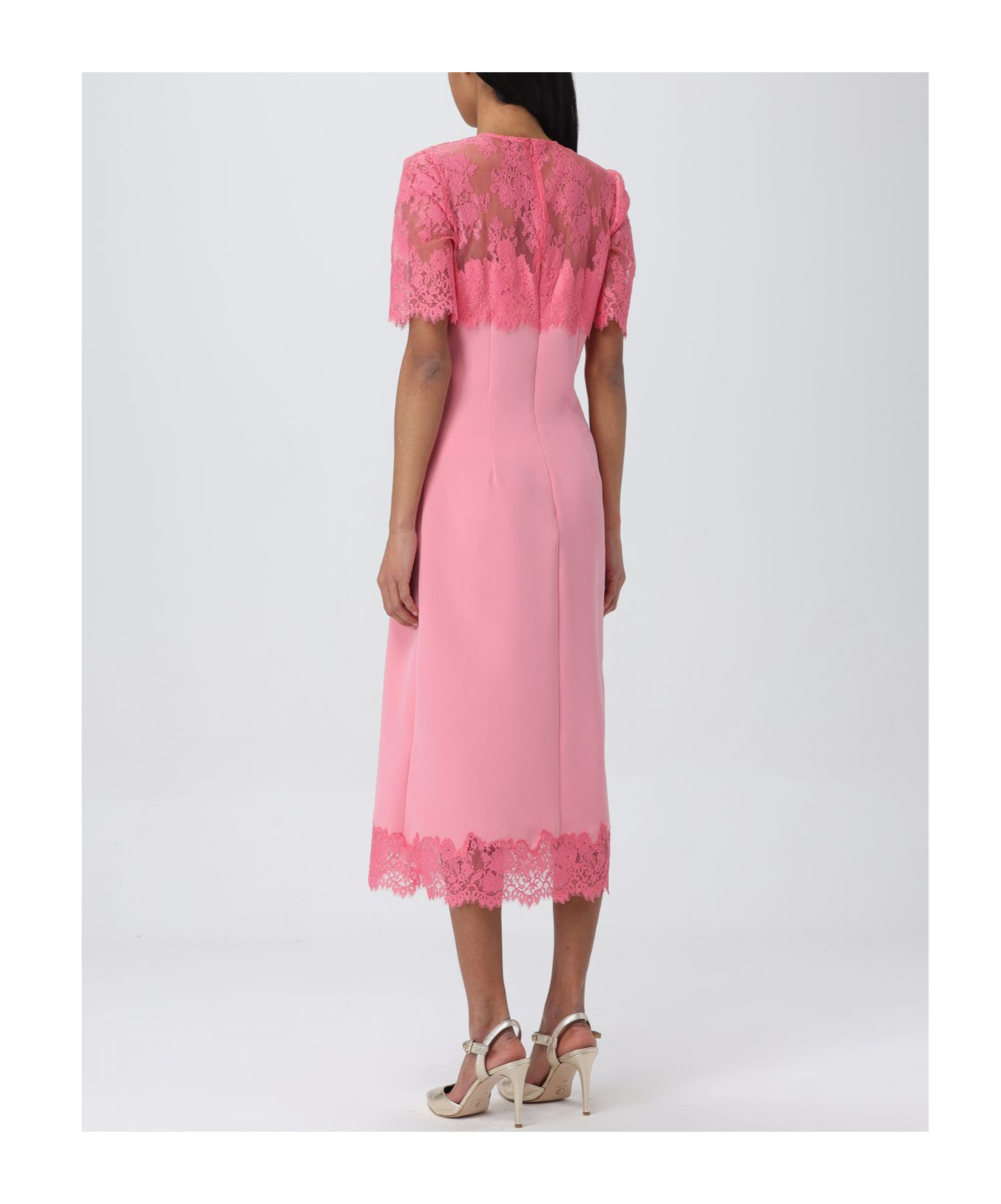 Ermanno Scervino Midi Dress In Soft Cady In Pink