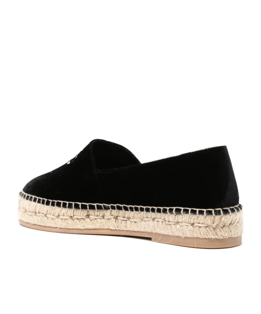 Palm Angels Logo-embroidered Velvet Espadrilles In Black