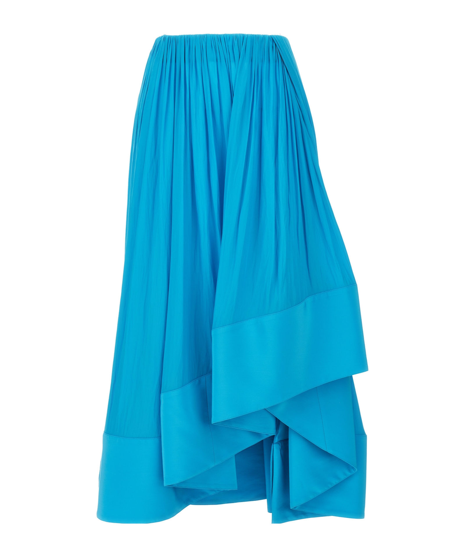 Lanvin Midi Skirt With Asymmetrical Hem And Pleated Design In Blue