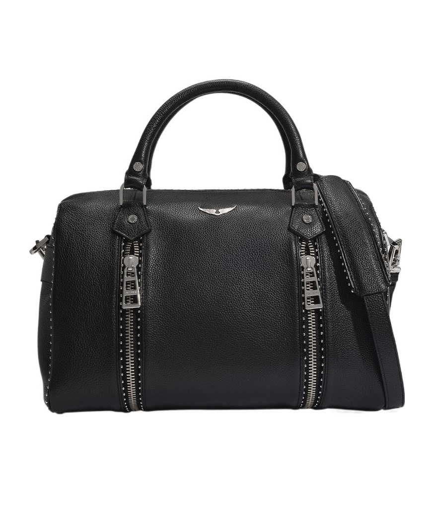Zadig & Voltaire Zadig Voltaire Logo Plaque Zipped Medium Tote Bag In Black