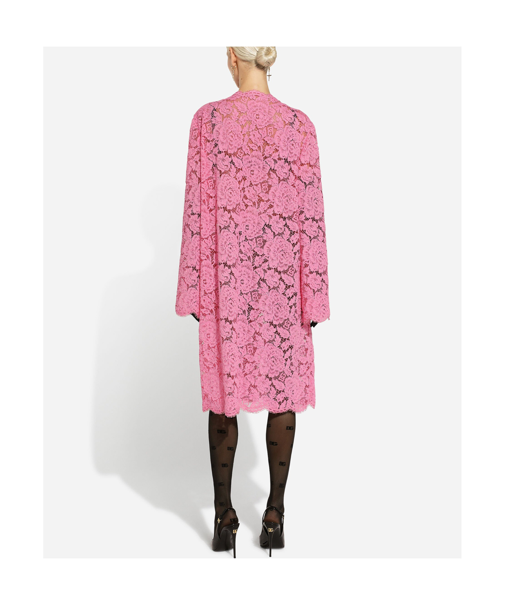 Dolce & Gabbana Dolce  Gabbana Floral Lace Cordonetto Coat In Pink