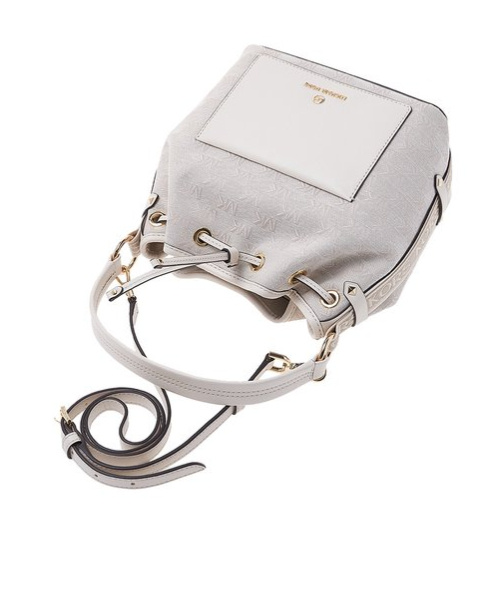 Michael Kors Maeve Monogram-print Bucket Bag In Gray