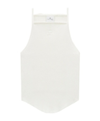 Shop Courrèges Holistic Ribbed-knit Tank Top In White