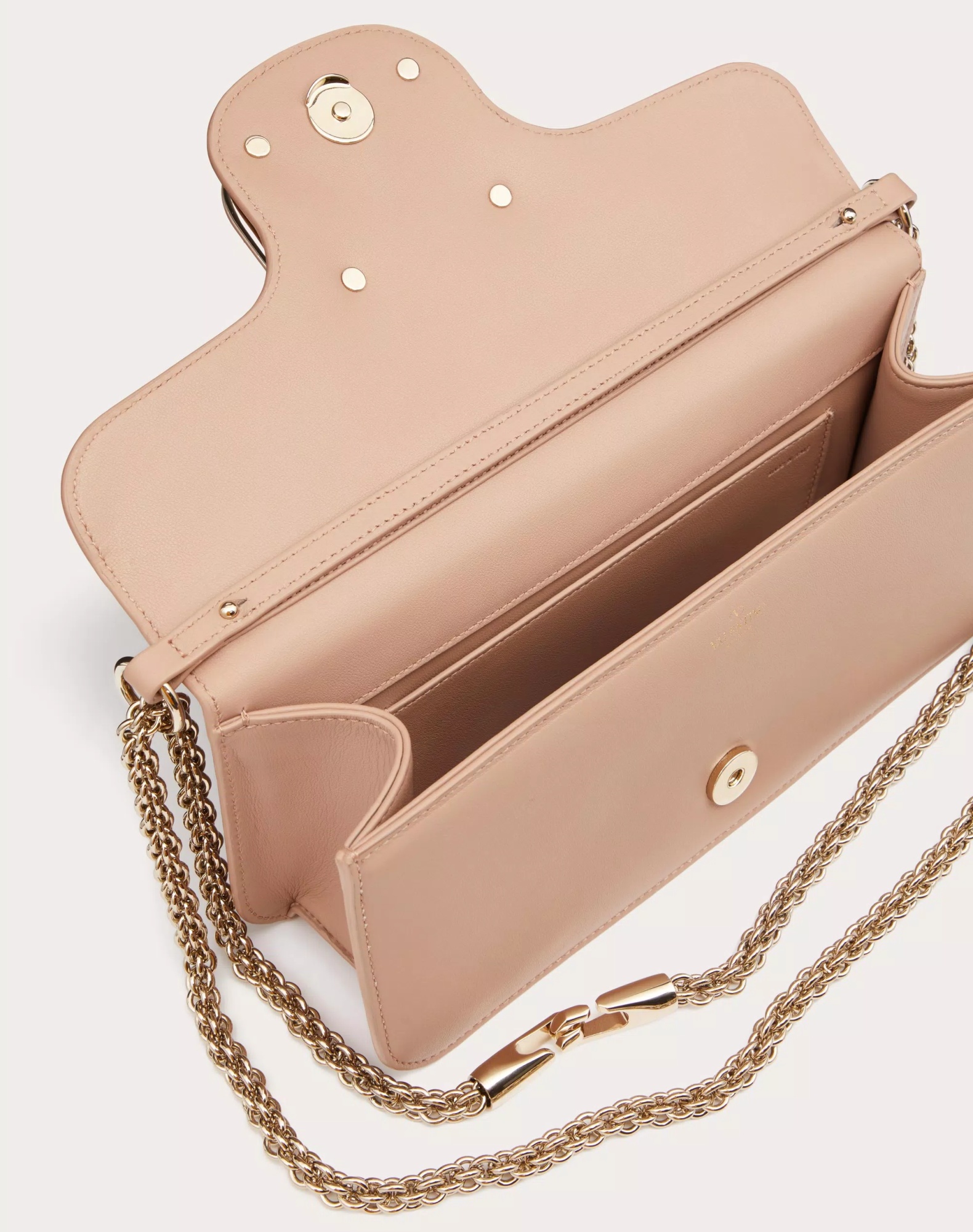 Valentino Loco Small Vlogo Lambskin Shoulder Bag In Nude