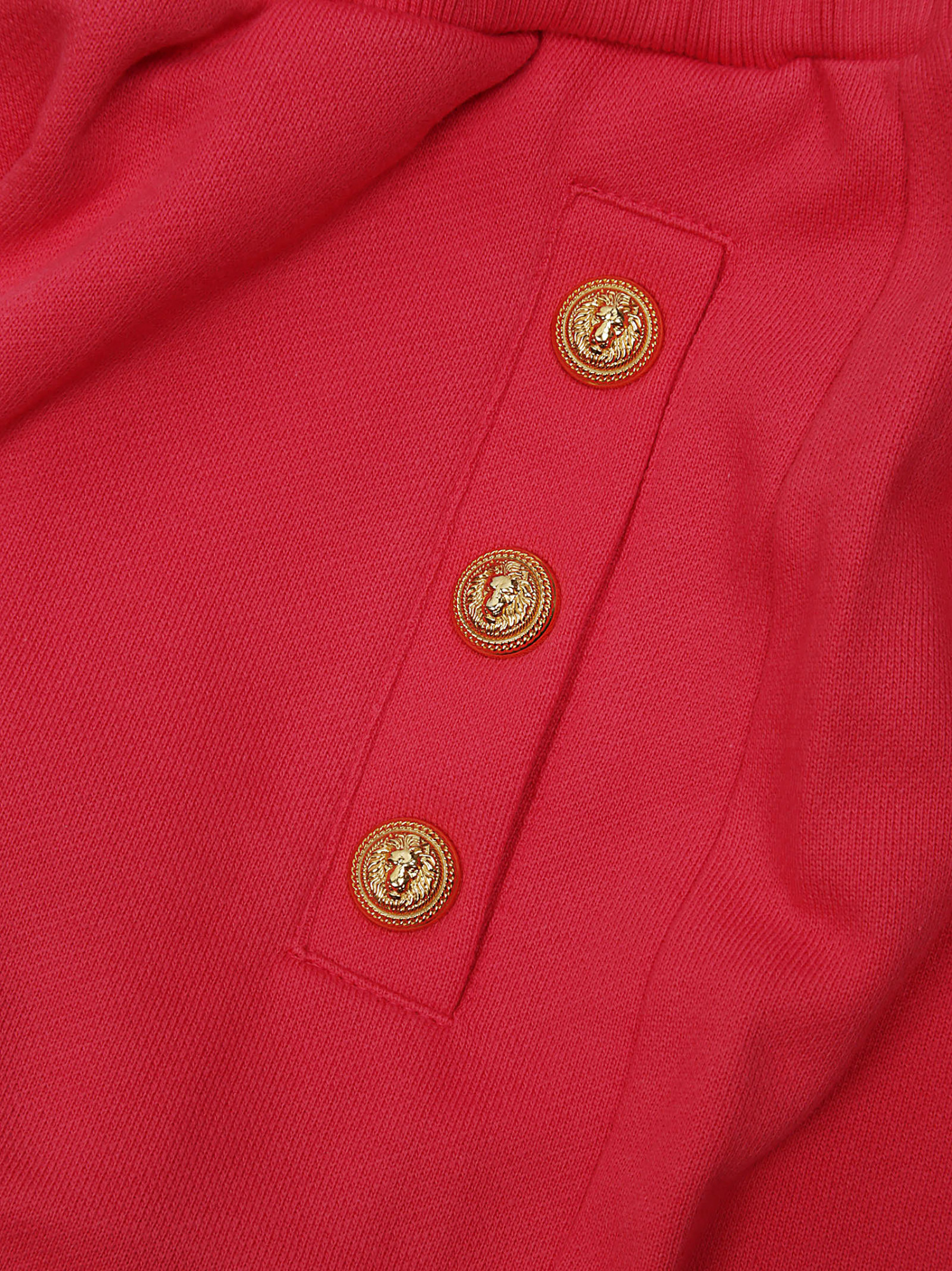 Balmain Button-embossed Cotton Shorts In Red