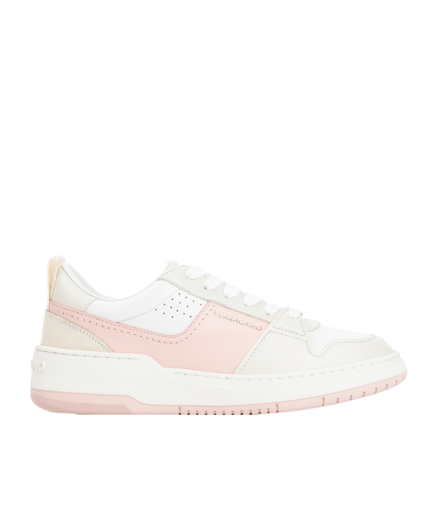 Ferragamo Multicolored Smooth Leather Sneakers In White