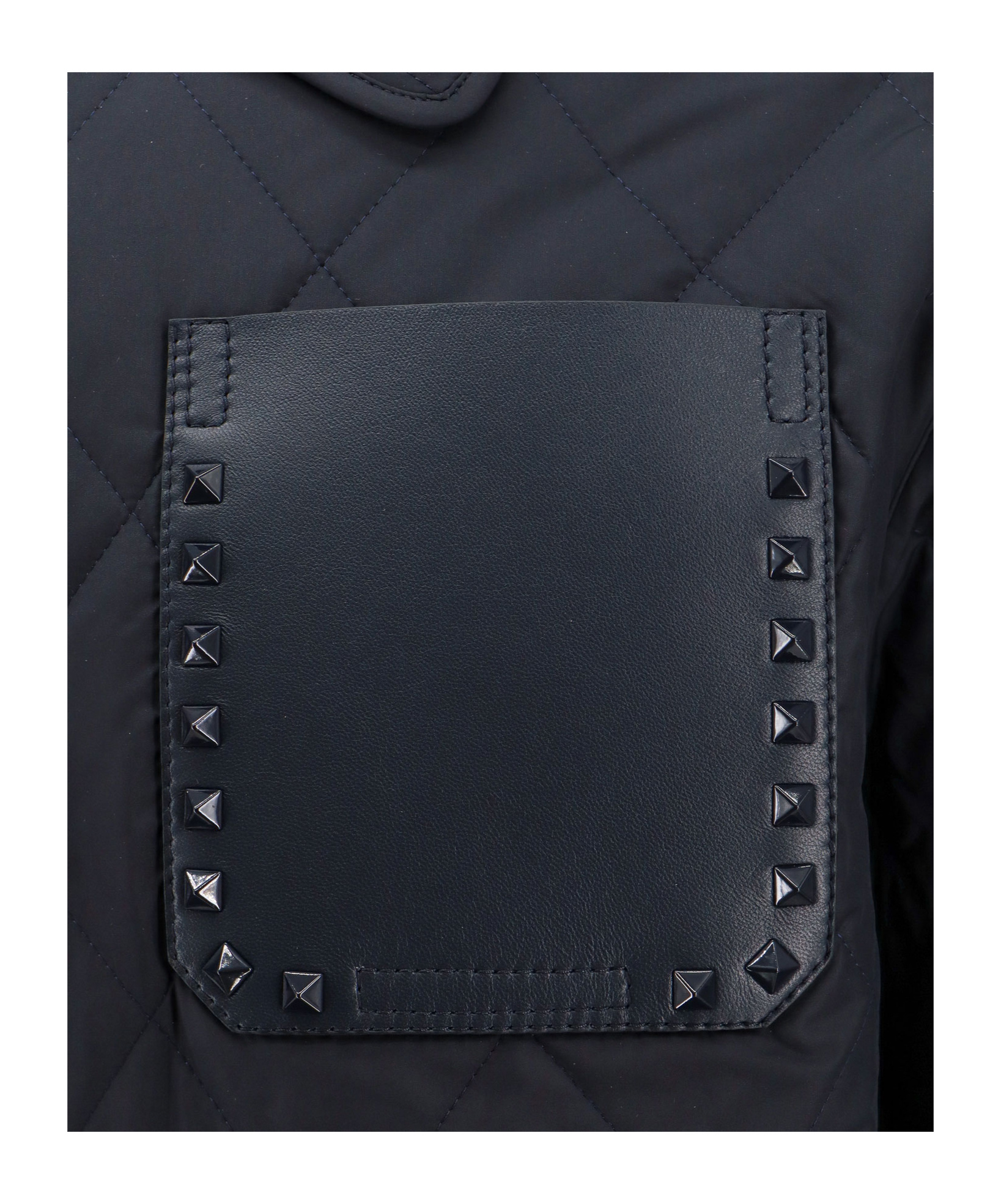 Valentino Men Padded And Quilted Nylon Jacket With Iconic Studs In Blue