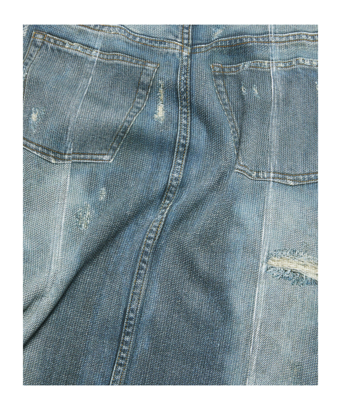 Acne Studios Rib Cotton Print Skirt In Denim Blue