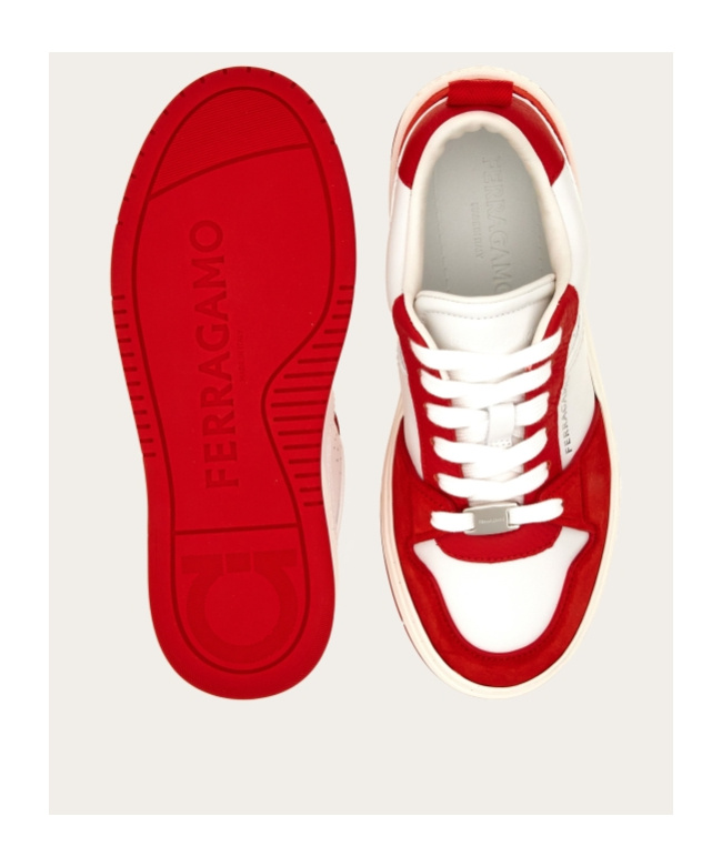 Ferragamo Panelled Leather Sneakers In White