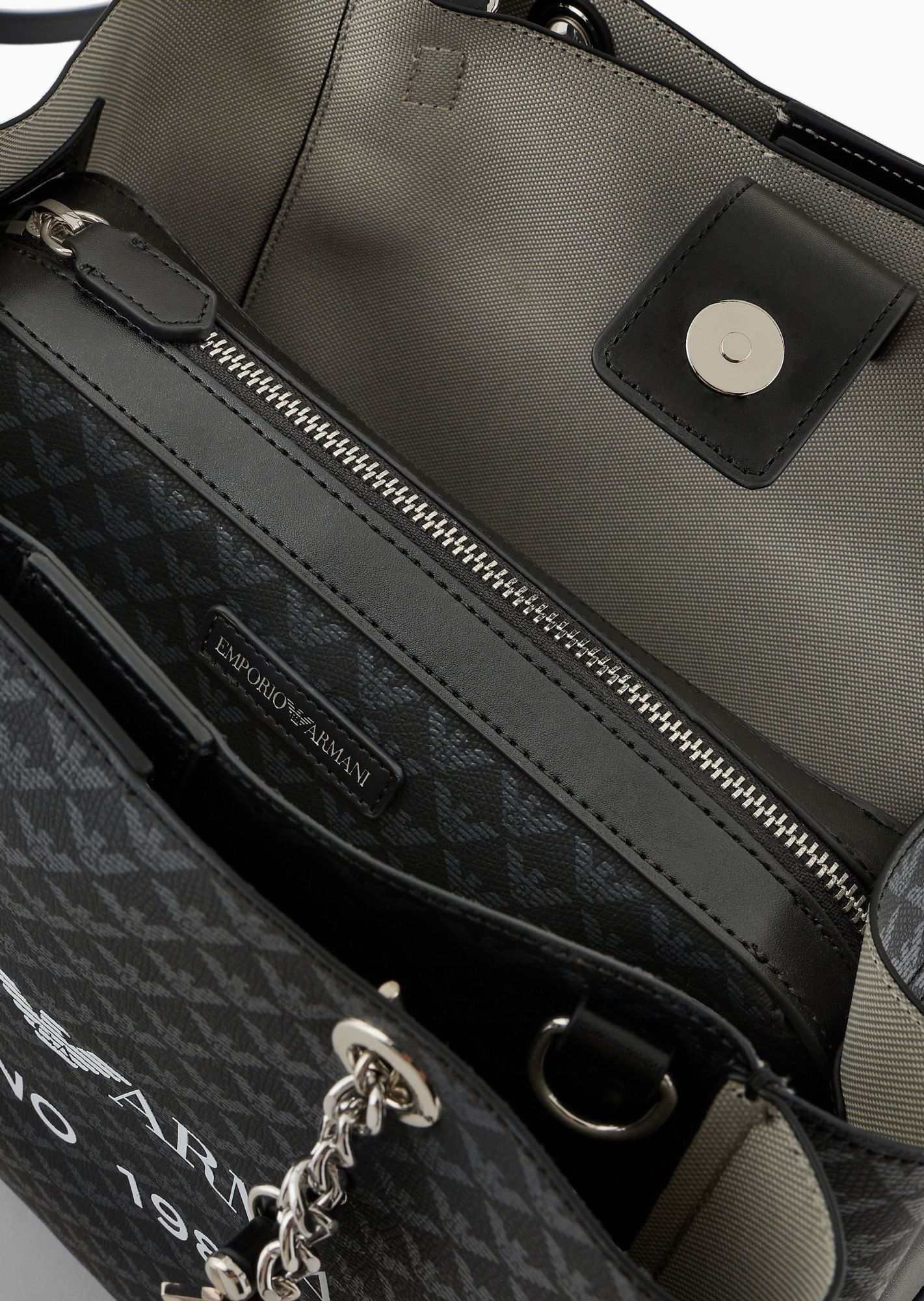 Emporio Armani Eagle Pattern Shoulder Bag In Black