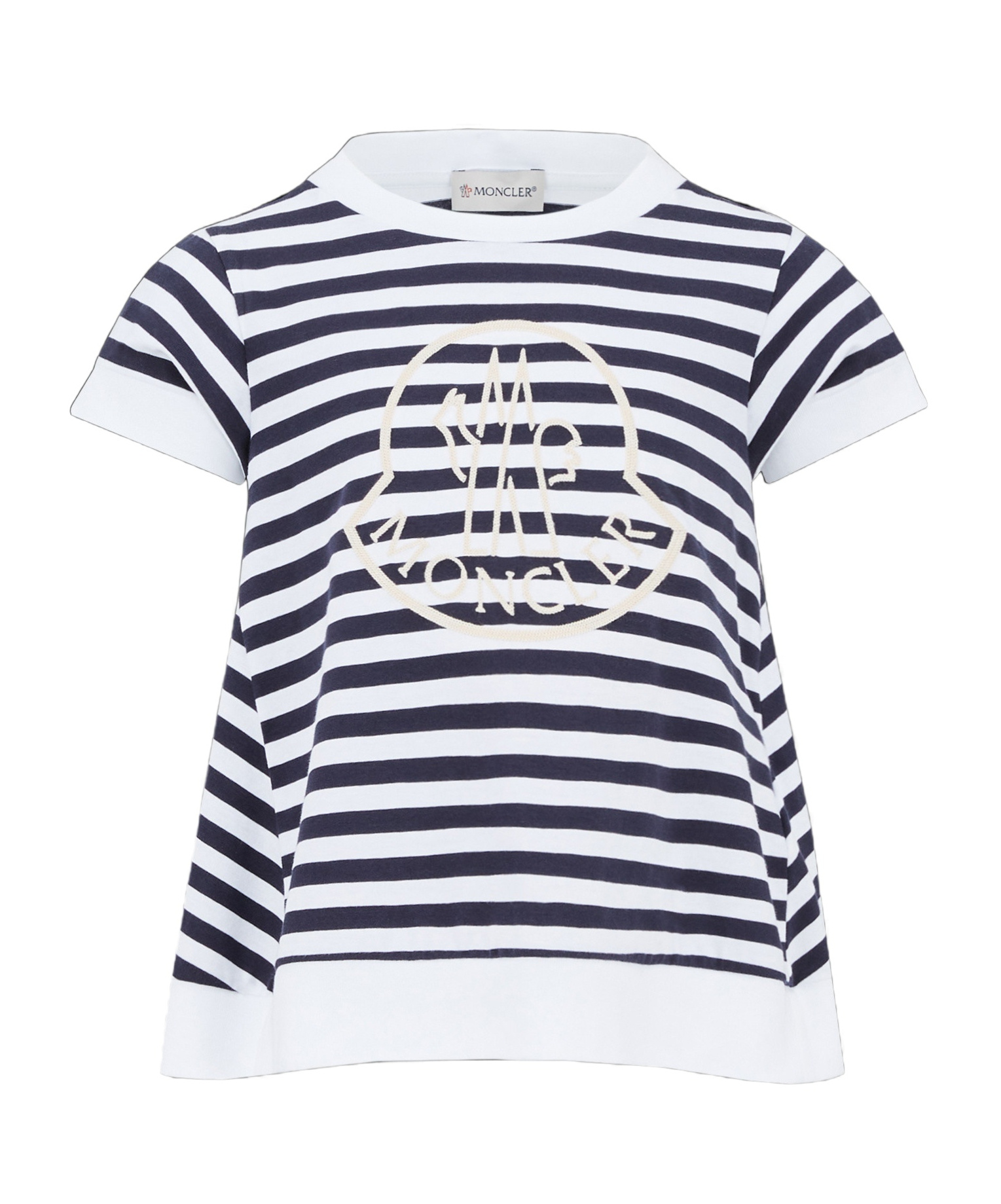 Moncler Logo-embroidered Striped T-shirt In White