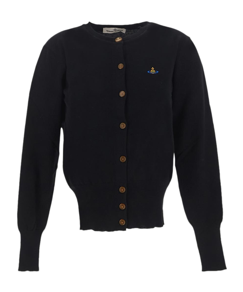 Shop Vivienne Westwood Bea Orb-logo Cardigan In Black