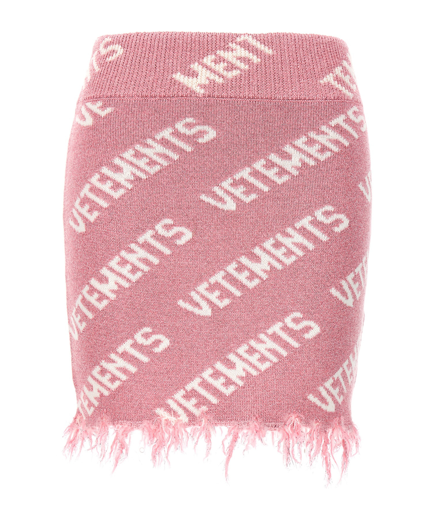 Shop Vetements Logo-intarsia Lurex Miniskirt In Pink