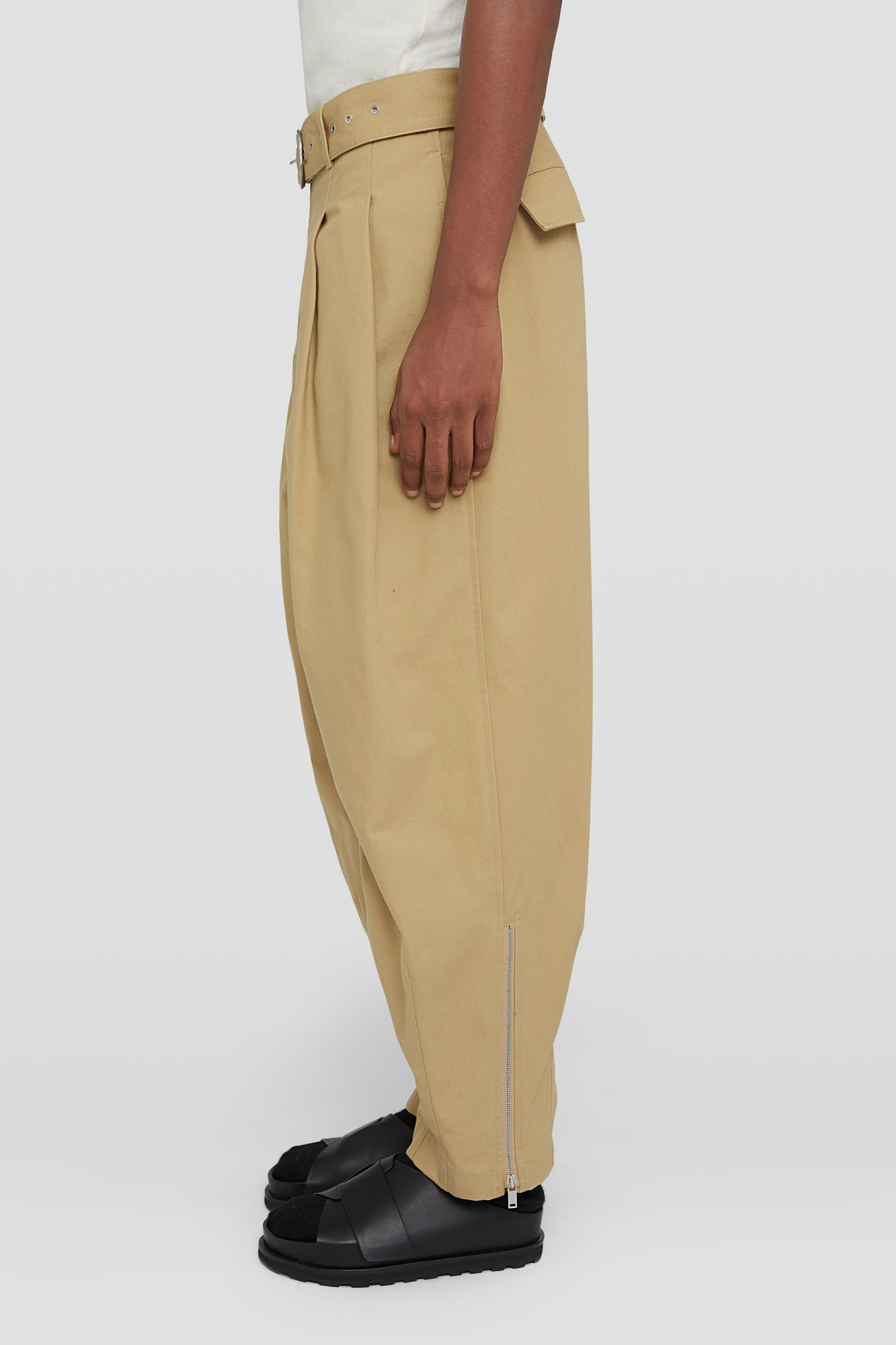 Jil Sander Belted Wide-leg Trousers In Nude