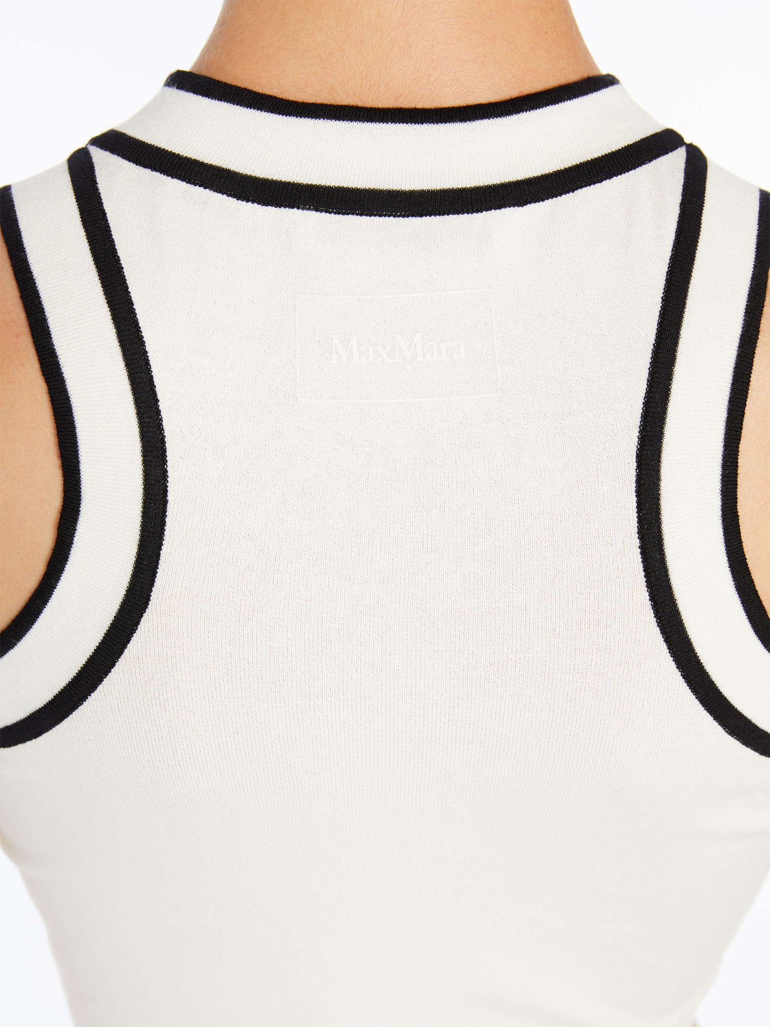 Max Mara Ruggero Cropped Cotton-blend Tank Top In White