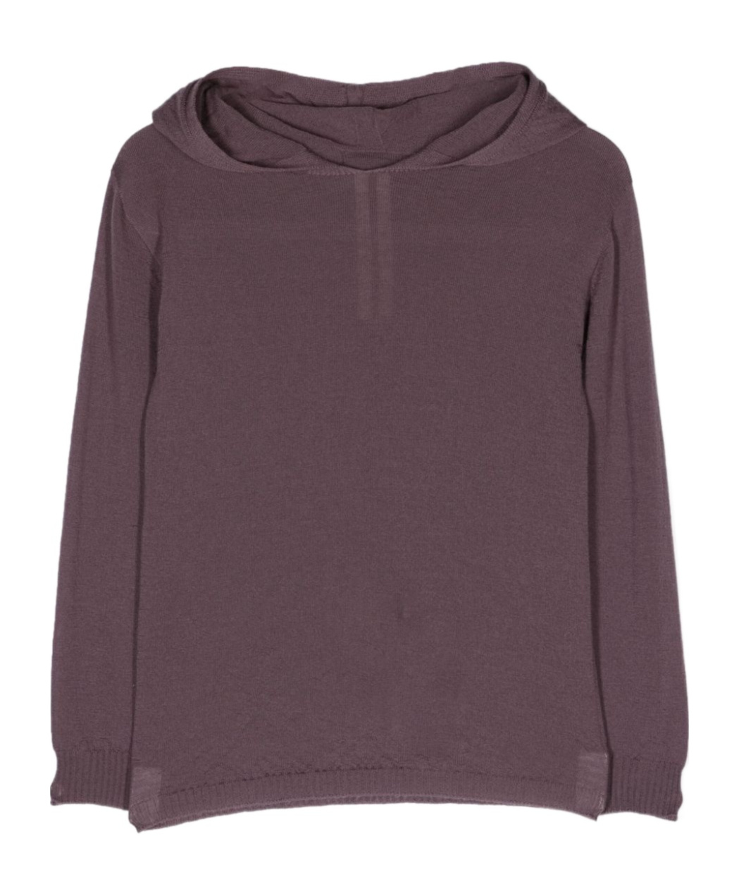 Rick Owens Fine-knit Virgin Wool Hoodie In Brown