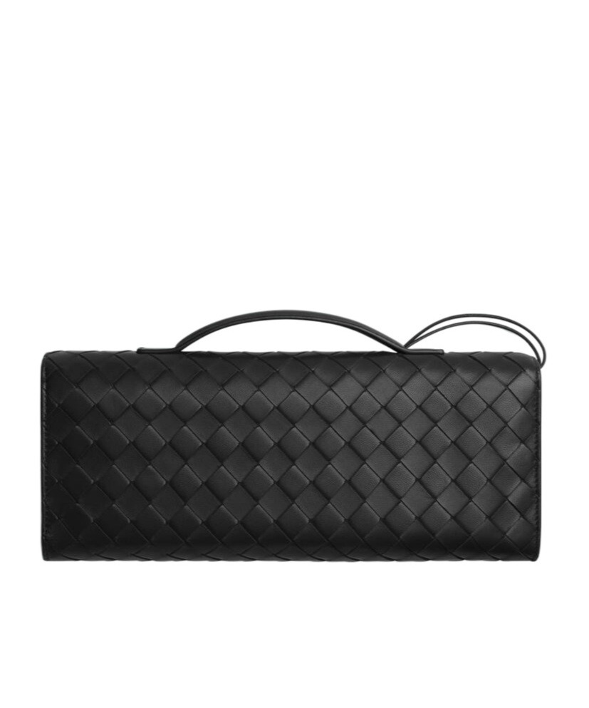 Bottega Veneta Long Andiamo Clutch Bag With Handle In Black