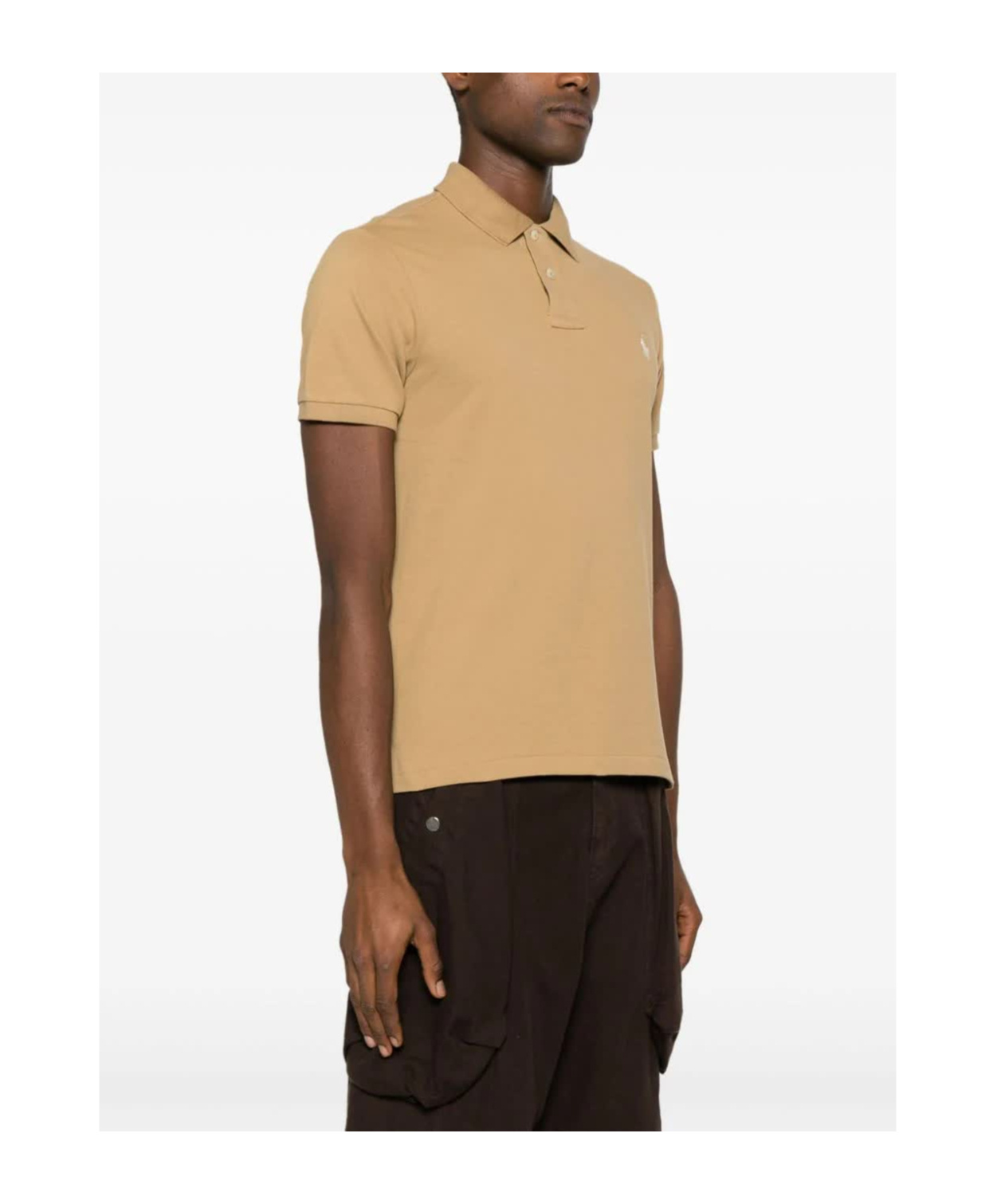 Polo Ralph Lauren Short Sleeve Polo With Contrast Logo In Nude