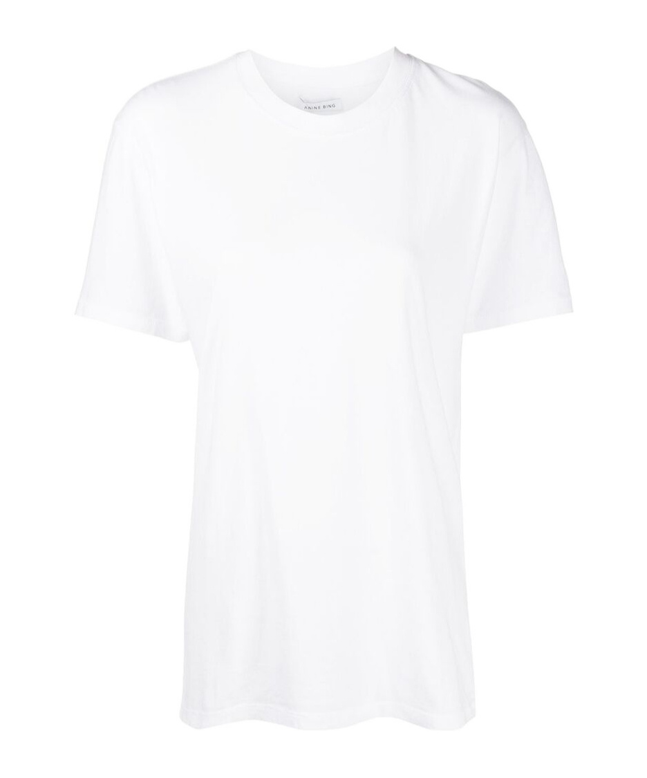 Shop Anine Bing T-shirt With Round Neck And Short Sleeves In White