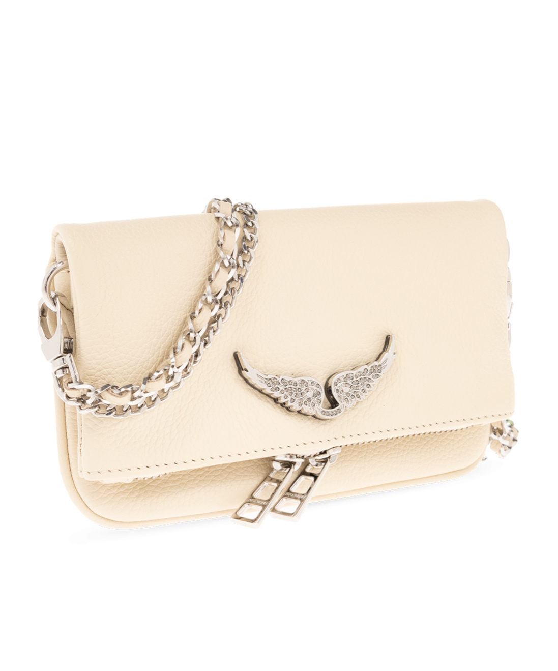 Shop Zadig & Voltaire Swing Your Wings Rock Nano Leather Crossbody Bag In White