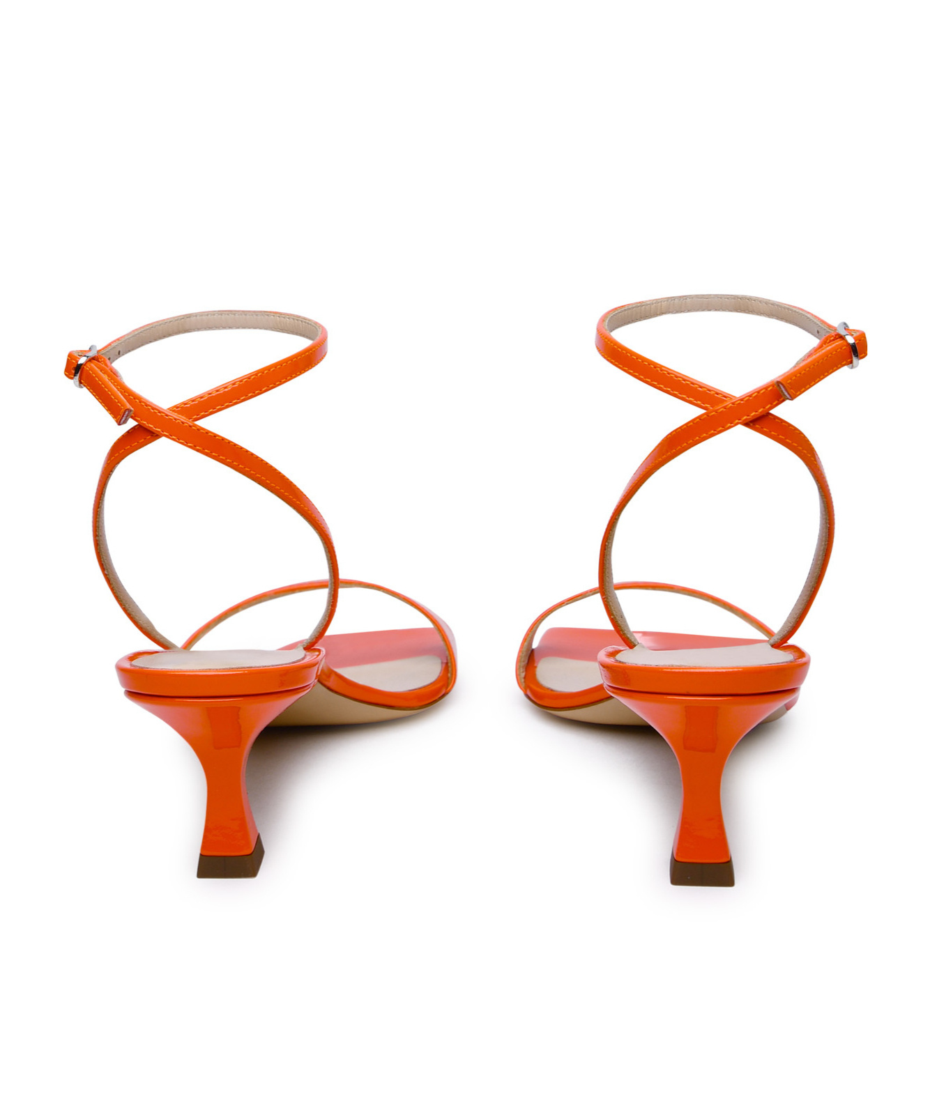 Casadei Square Head Clasp High-heeled Sandals In Orange