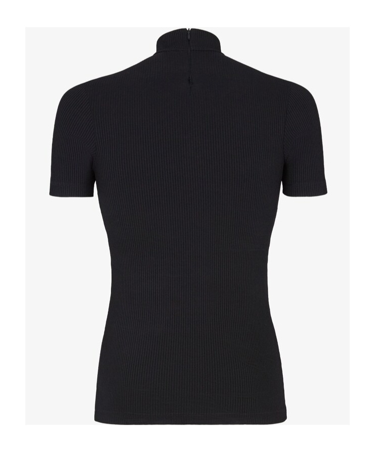 Fendi Stand Up Collar Knit Top For Men In Black