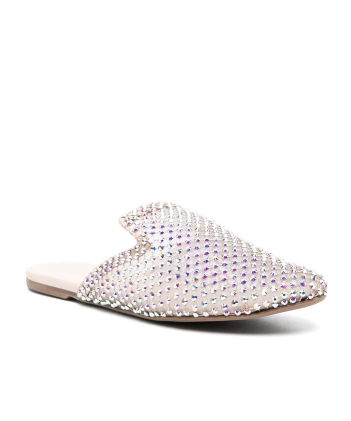 Le Silla Crystal-embellished Flat Mules In White