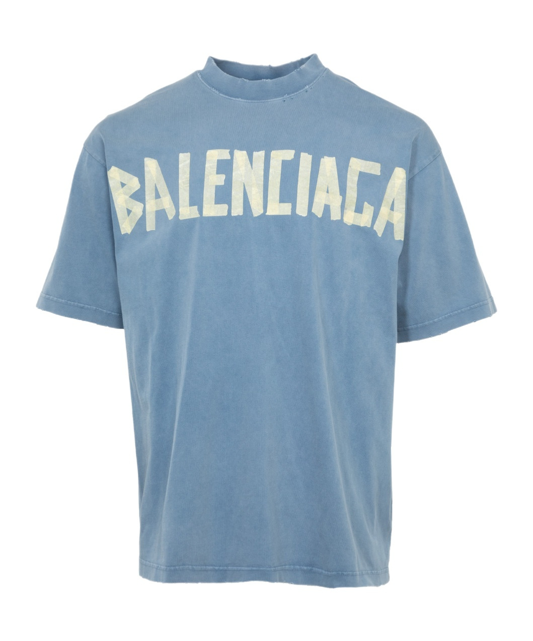 Balenciaga T-shirt With Round Neck And Short Sleeves In Blue