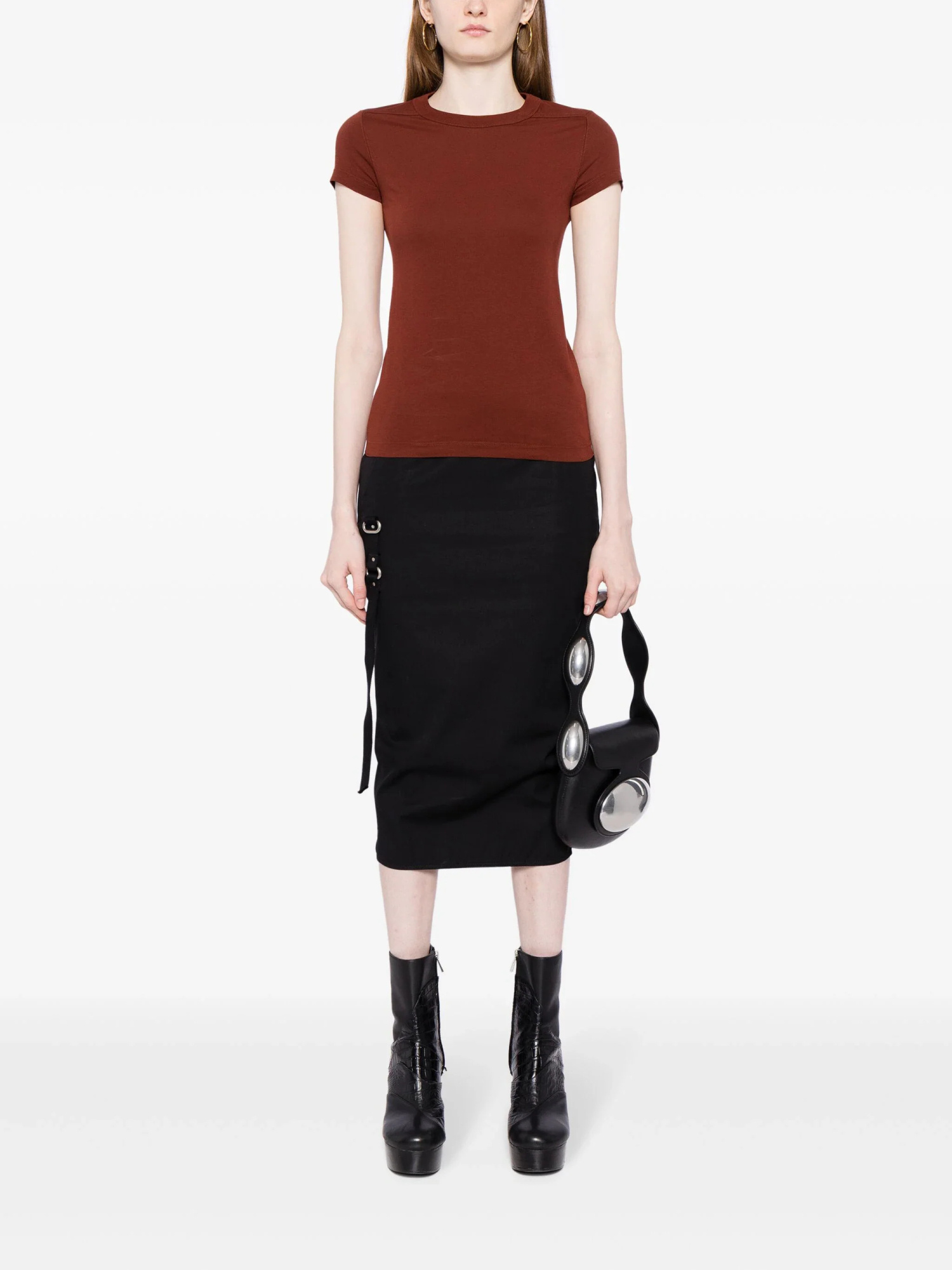 Rick Owens Woman T-shirt Brick Size 12 Cotton In Burgundy