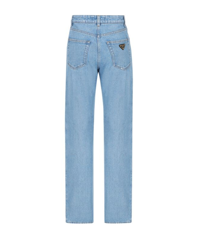 PRADA PRADA LOGO PLAQUE STRAIGHT LEG JEANS