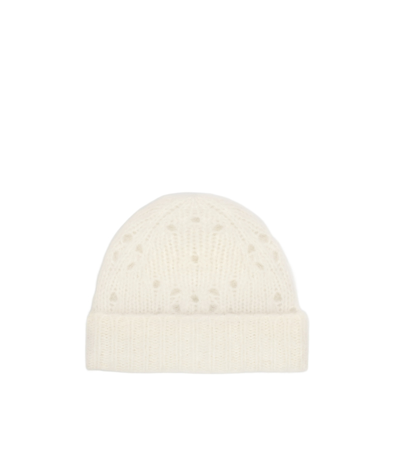 Celine Fair Isle Pick-up Wool Cap In White