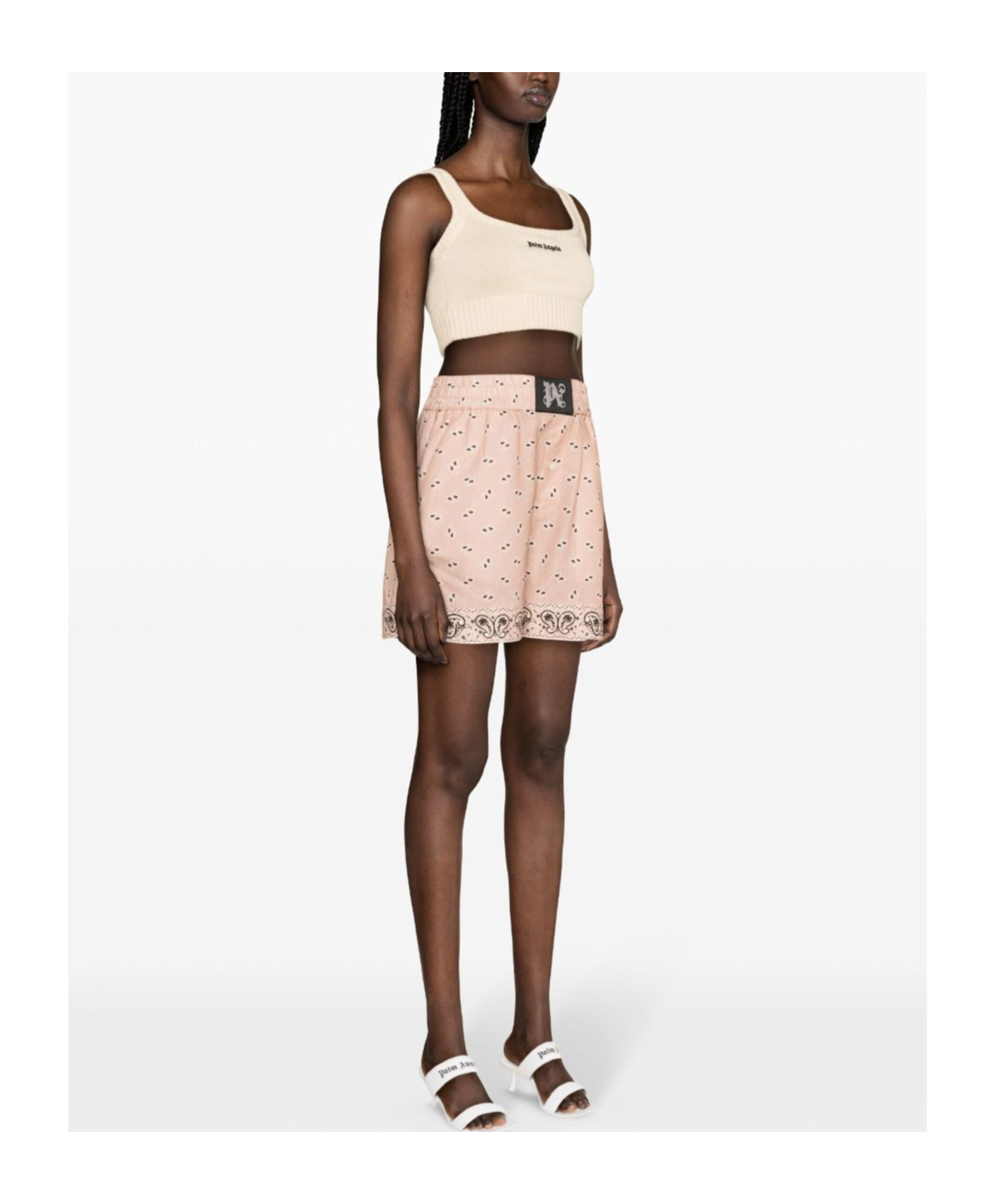 Palm Angels Embroidered-logo Knit Tank Top In Nude