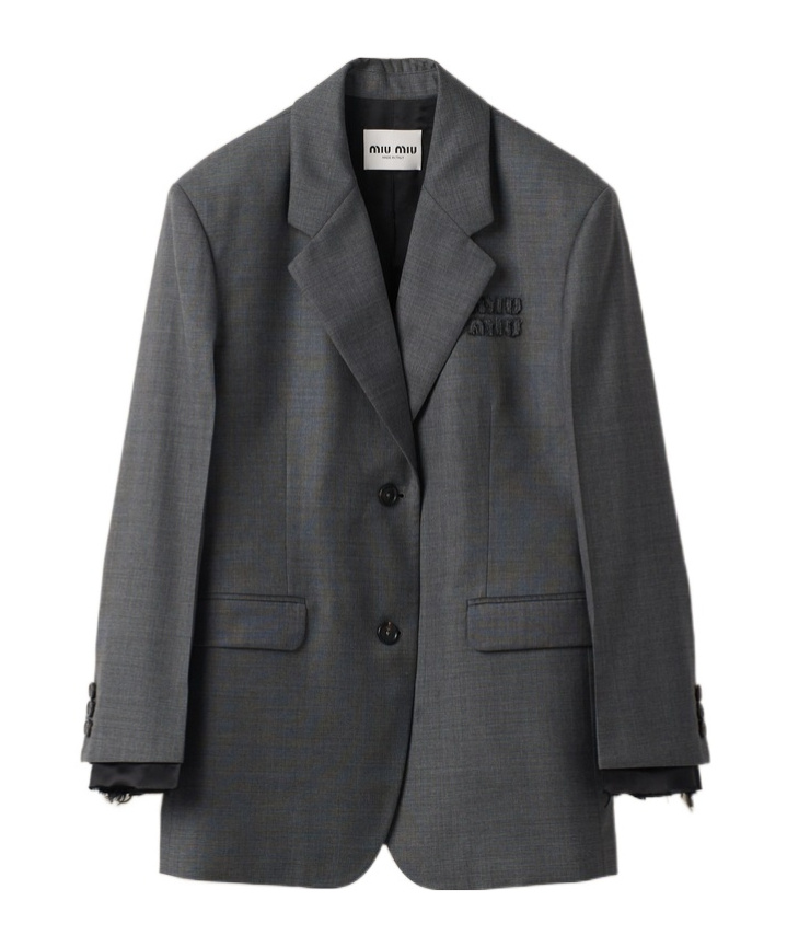 Miu Miu Single-breasted Prince Of Wales Check Grisaille Jacket In Black