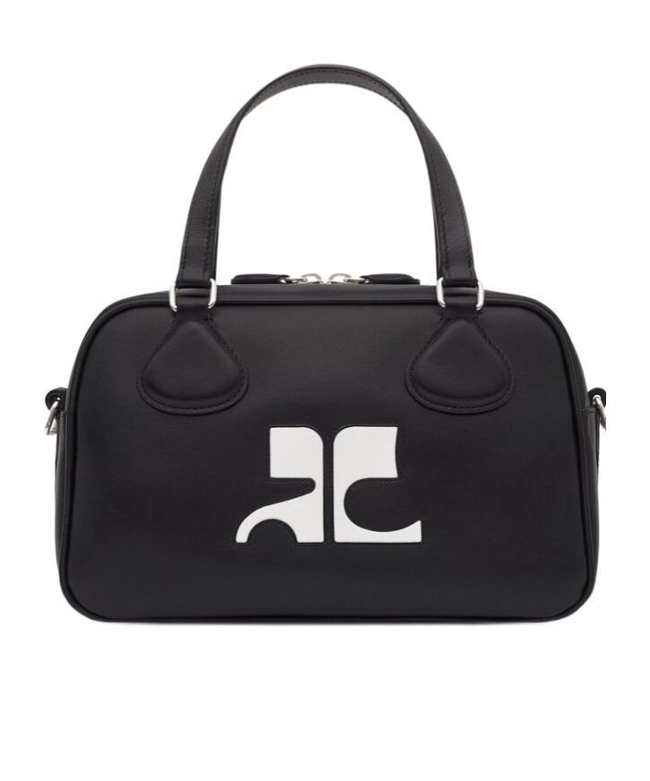 Courrèges Reedition Bowling Leather Bag In Black