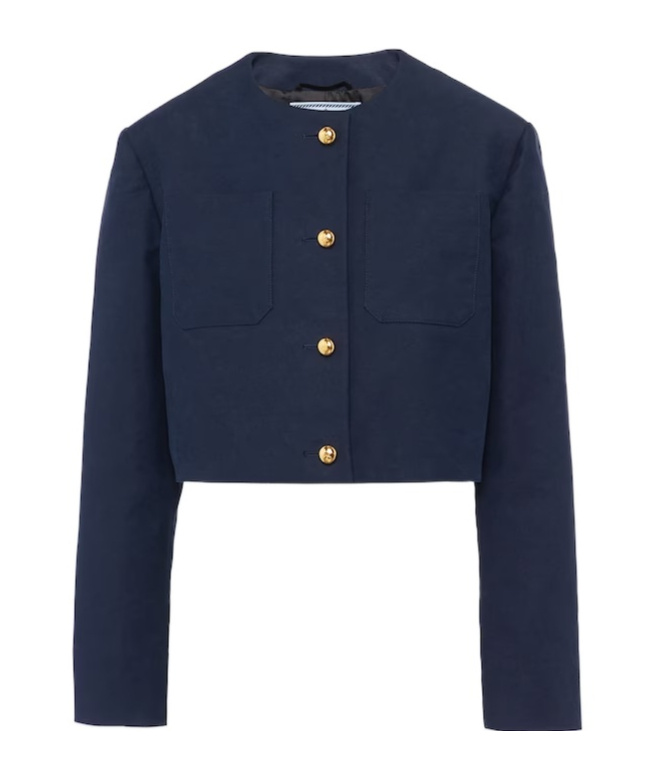 Prada Womens Blue Single-breasted Tricotine-weave Wool Jacket In Blue