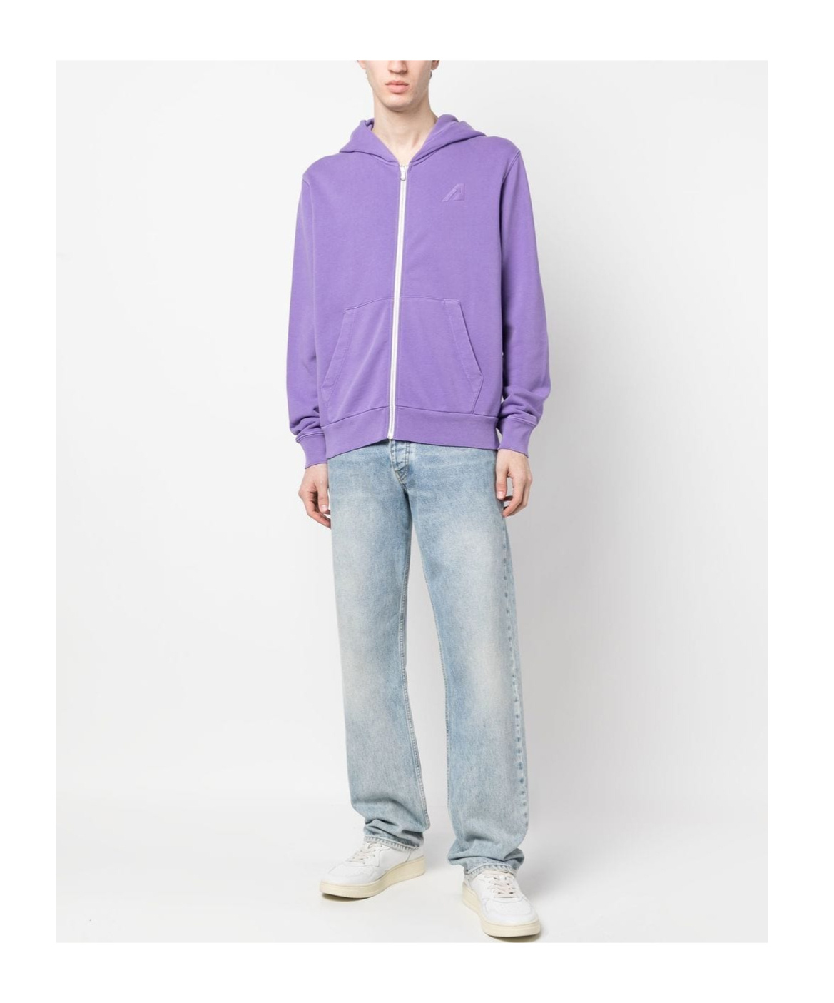 Shop Autry Logo-patch Zipped Hoodie In Purple