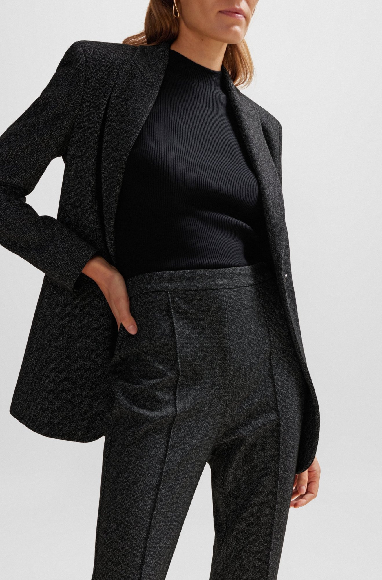 Hugo Boss Elastic Plain Knitted Casual Trousers In Black