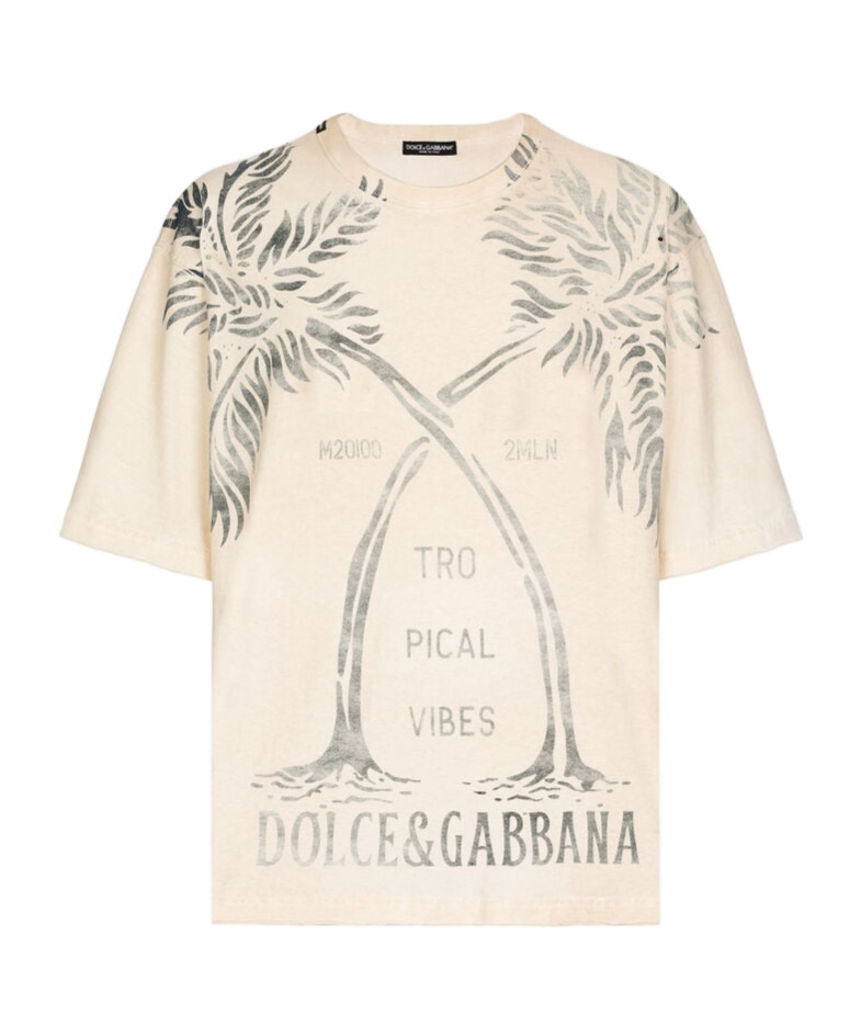 Dolce & Gabbana Tree-print Cotton T-shirt In Nude