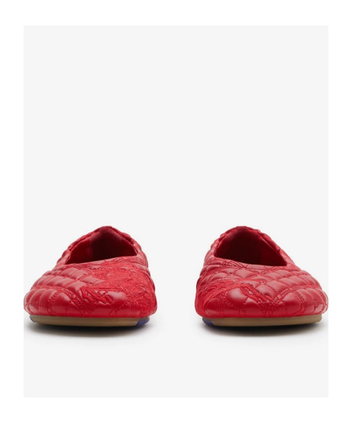 Burberry Sadler Quilted Lambskin Ballerina Flats In Red