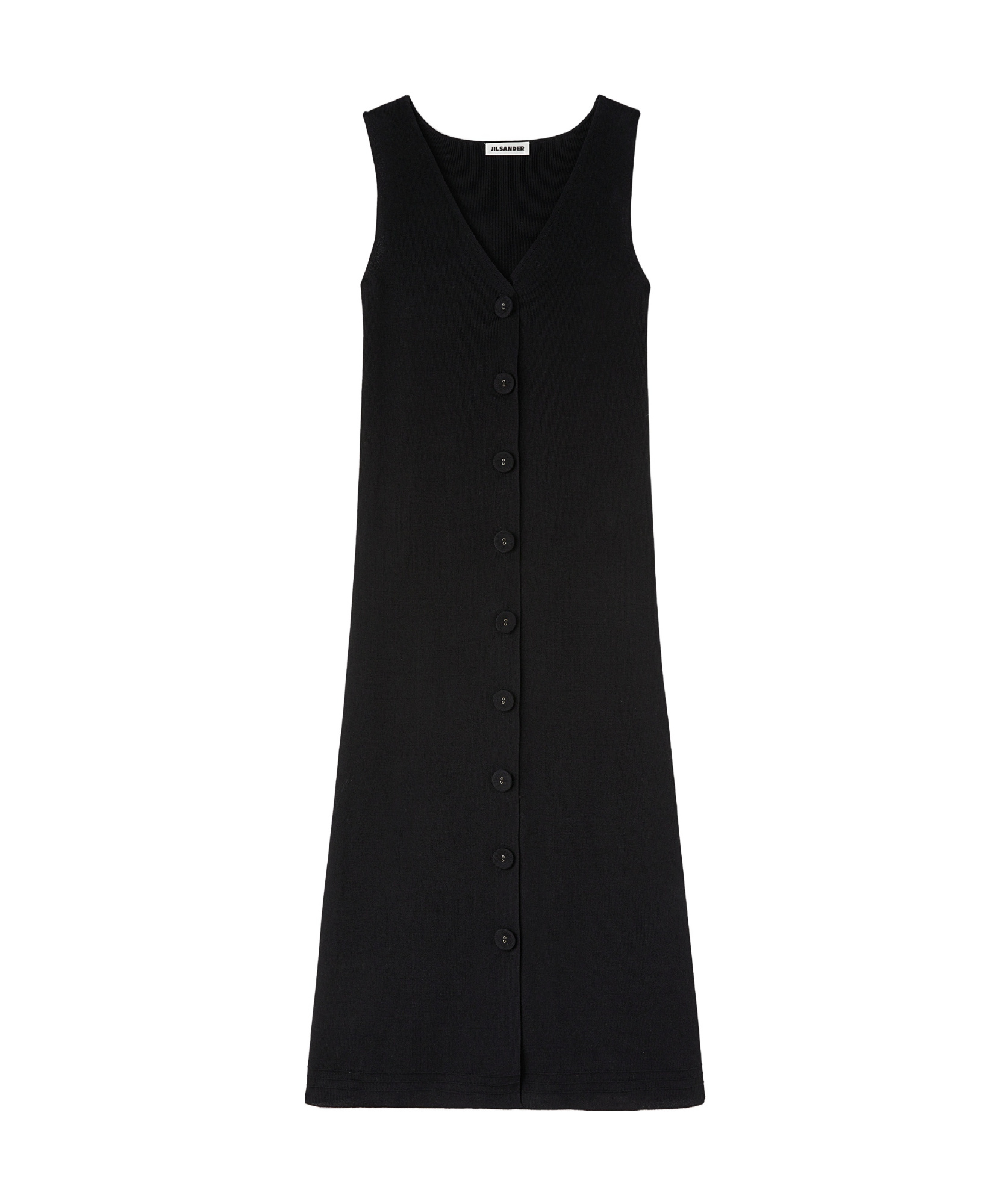 Jil Sander V-neck Knitted Midi Dress In Black