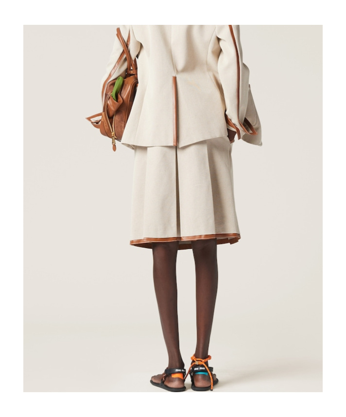 Miu Miu Canvas Skirt In Neutral